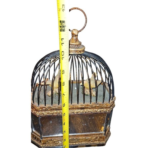 Vintage Trinket Storage Box Birdcage Birds & Mirrored Panels Flip Top READ - Picture 5 of 12